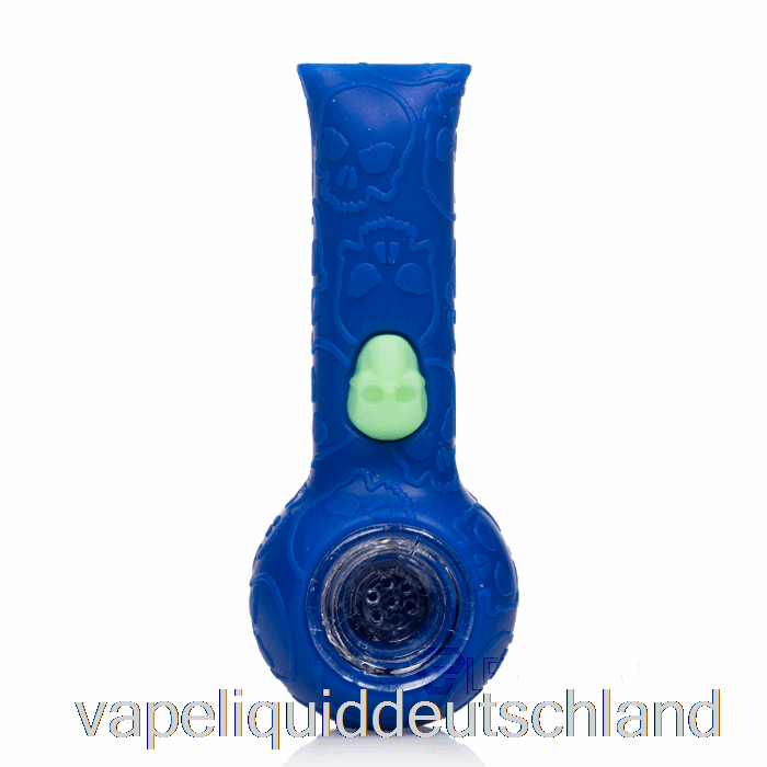 Stratus Silikon-Totenkopf-Handpfeife Navy / UV-Biene (blau / UV-grüne Biene) Vape Deutschland